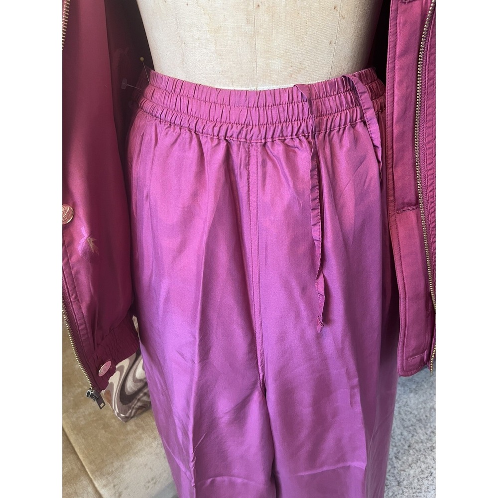 Vintage Abvien Silk Windbreaker Bomber Suit Jacket and Pants Set Sz‎ M/L - Picture 9 of 12